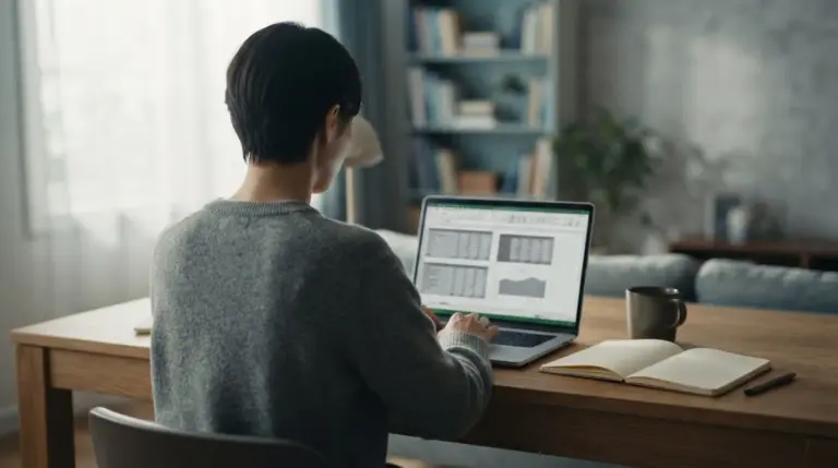Persona de espaldas comparando tablas de ofertas de freebets en un portátil