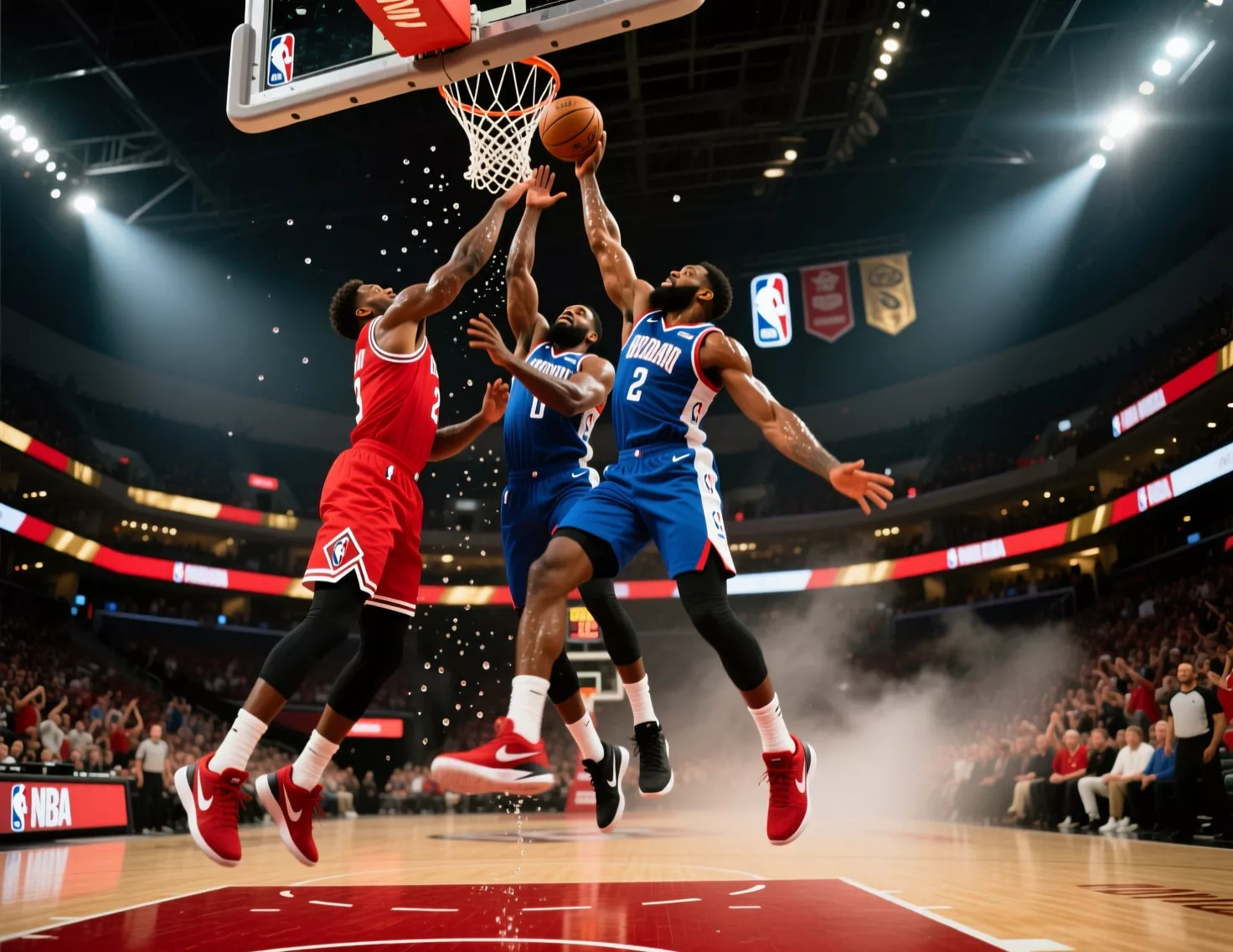 Jugadores NBA en acción durante partido intenso - Resultados en vivo