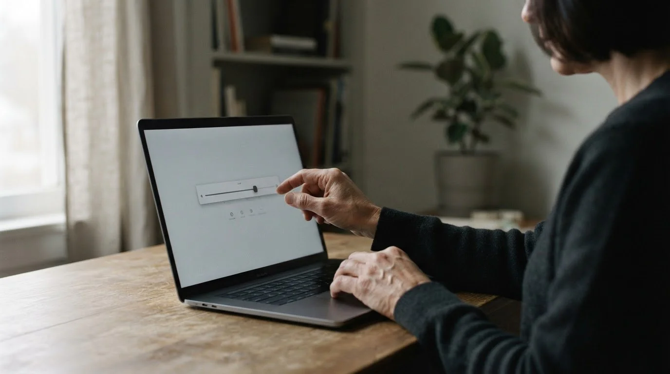Manos ajustando un límite en una pantalla de configuración neutra
