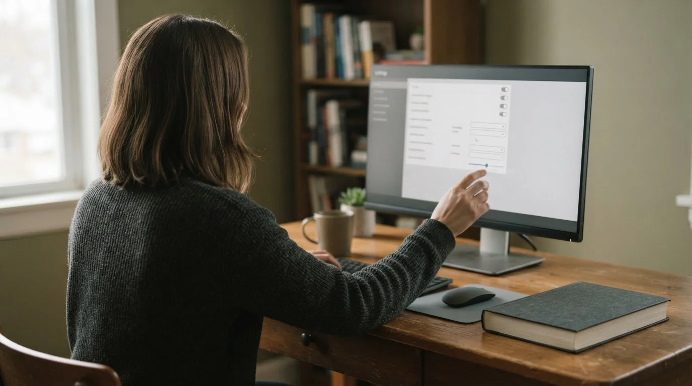 Persona de espaldas ajustando un límite en una pantalla de configuración